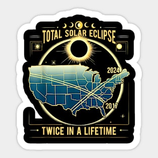 Twice in a Lifetime 2024 Total Solar Eclipse  Tee Gift Sticker